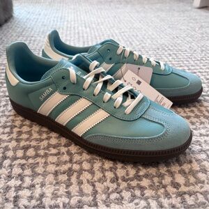 Adidas Samba Aqua and White Sneakers